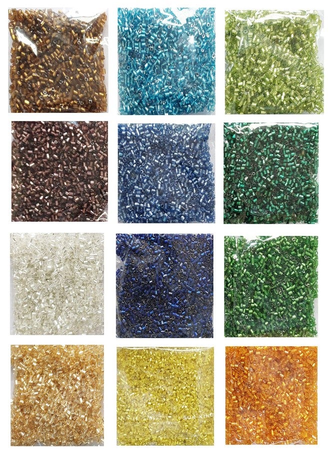 eshoppee 300 gm 12 Colors X 25 gm Multicolor Glass Seed Beads for Jewellery Making kit Art and Crafts Materials for Embroidery Necklace Bracelet Earring Making Materials DIY ki (11) - Image 1